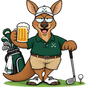 Pegatina Redonda Papá Golfista Canguro Australiano