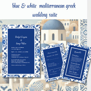 Invitación Boda griego azul de Santorini