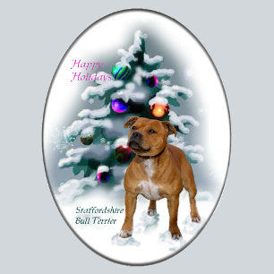 Tarjeta Festiva Regalos de Navidades de Staffordshire Bull Terrier