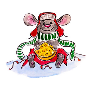 Feliz Navidad y feliz ratón de queso de Año Nuevo
