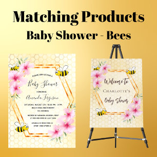 Invitación Flores rosadas de abeja de abeja de burbujas de be