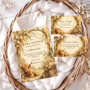 Servilleta De Papel Fantasiosa Ducha de Bebé Boho Vaca de las Highland