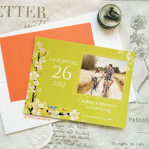 Invitación Tema romántico de las aves Boda verde de Apple