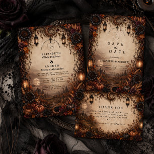 Tarjeta De Agradecimiento Boda Romántica de Otoño con Tono Melancólico