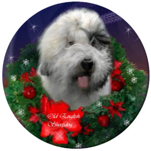 Tarjeta Festiva Navidades de Sheepdog ingleses viejos regalos