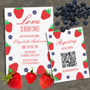 Tarjeta De Recepción El amor es la ducha de novia de fruta dulce Berry
