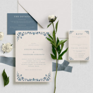 Invitación a la boda con retrato de Victoria