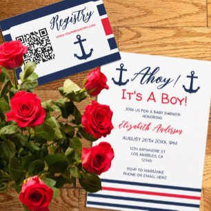 Invitación ¡Ahoy es un chico! Baby Shower naumático