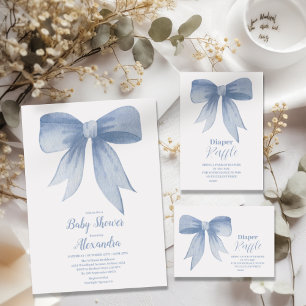Servilleta De Papel Cuidada Cinta Azul Bow Bebé Niño Ducha