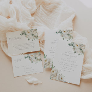 Invitación Boda de sabios de lujo blanco floral premium