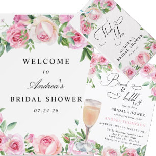 Invitación Rosas rosas rosas rosas Rubor ducha de novia