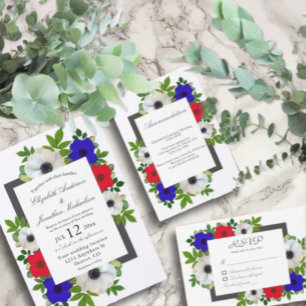 Invitación Boda Patriótico Panda Anemone