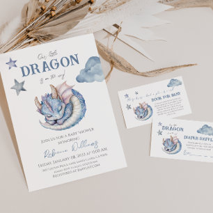 Tarjeta De Recepción Fairytale Dreamy Dragon Baby Shower Diaper Raffle