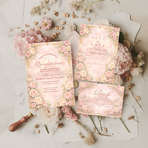 Tarjeta De Confirmación De Asistencia Dulce Rosa Jardin Quinceañera