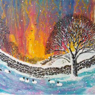 Tarjeta Pequeña Felices vacaciones Navidades Casas de cabaña de ni