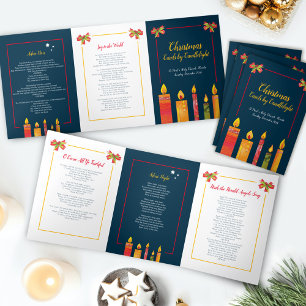 Tarjeta roja para Navidades de poema de velas