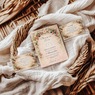 Tarjeta De Agradecimiento Jardín de bayas en la ducha de novia enamorada