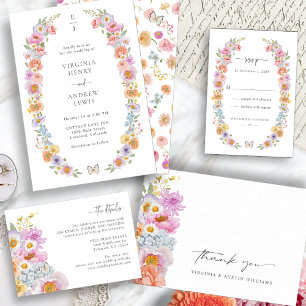 Boho Floral Boda Gracias Tarjeta
