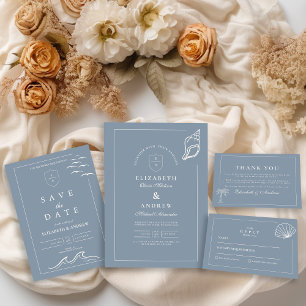 Tarjeta De Agradecimiento Boda Náutica Dibujada a Mano