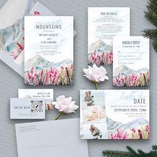 Tarjeta De Confirmación De Asistencia Mountain Meadow Watercolor Dusty Blue Vertical