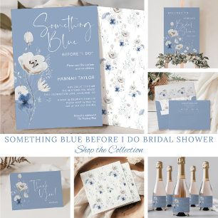 Tarjeta De Agradecimiento Algo Azul Floral Despedida de Soltera Personalizad