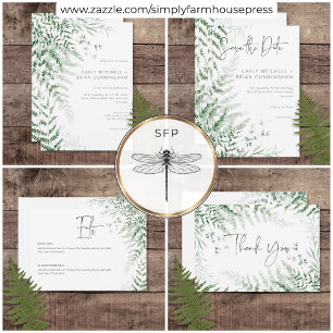 Tarjeta De Agradecimiento Elegante Boda de Ferns de Verdor Delicado