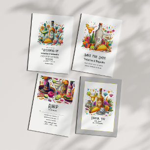 Invitación Tacos divertidos y Boda de Tequila con frasco de M