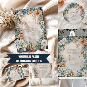 Lona Pastel de flores silvestres de la marina romántica