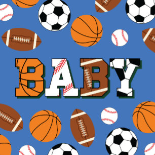 Invitación Sports Baby Shower Co-ed Theme Boy Blue