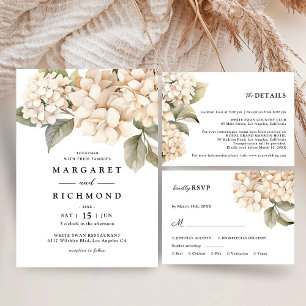 Tarjeta De Agradecimiento Hydrangea Elegante Boda Floral Blanca Gracias