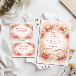 Invitación Ducha de bebé dulce fresa y bayas