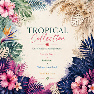 Invitación Flamenco Rosa Floral Tropical Vintage Boda