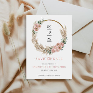 Invitación Pampas secas Rosa de guirnalda orquídea Eucalipto