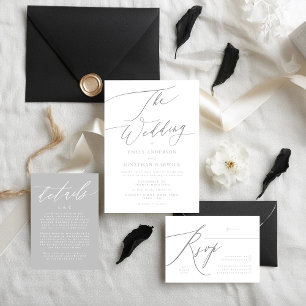 Invitación Máximo simple Gris claro blanco moderno tipo de ma