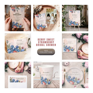 Invitación Moda Berry Sweet Strawberry Bridal Shower