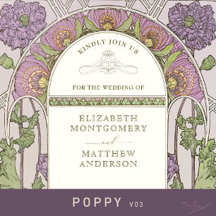 Invitación a la boda de amapolas Art Nouveau por M