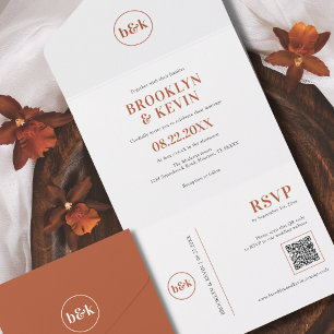 Invitación Todo En Uno Boda minimalista lilac, púrpura)