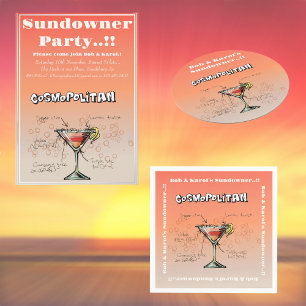 Póster Sundowner Cosmopolitan Cocktail Fiesta