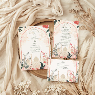Invitación Boda islámico floral elegante tradicional