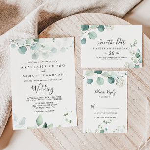 Invitación Boda Brunch del follaje verde verano Eucalyptus