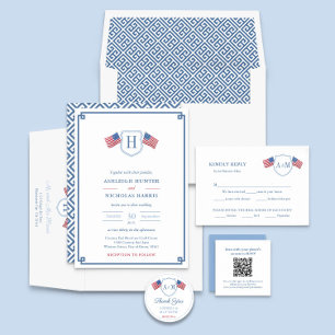 Invitación Monograma Clásico 4 De Julio Boda