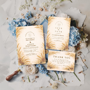 Tarjeta De Confirmación De Asistencia Boda Rústica en Campo de Trigo Antiguo