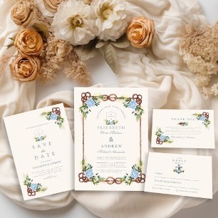 Tarjeta De Agradecimiento Elegante acuarela Floral Boda Náutico