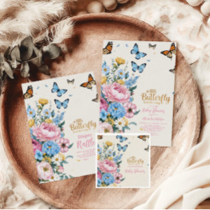 Tarjeta De Recepción Chicas del jardín rosa rosa de mariposa para bebé