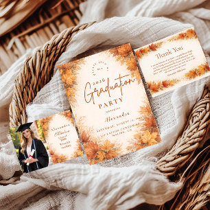Invitación Fiesta de Graduación de Hojas de Arce de Otoño