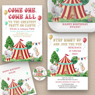 Invitación Circus Animals y Big Top Any Age Photo Birday