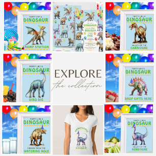Invitación Fiesta Como Un Divertido Dinosaurio Y Un Baluarte 