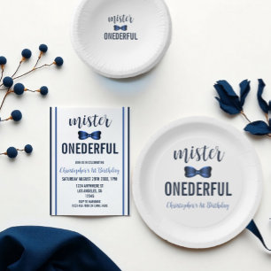 Invitación Señor Onederful Corbata de lazo Cumpleaños 1