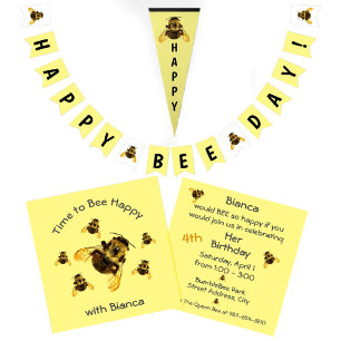 Invitación Los abejorros amarillos son tiempo de ser un feliz