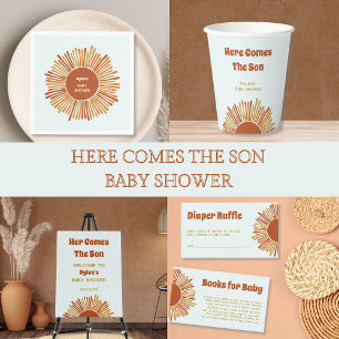 Invitación Aquí Viene El Baby Shower De Son Boho Retro Boy